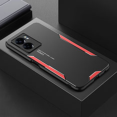 Funda Lujo Marco de Aluminio y Silicona Carcasa Bumper para Oppo A57e Rojo