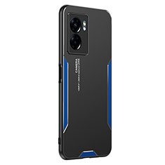 Funda Lujo Marco de Aluminio y Silicona Carcasa Bumper para Oppo A77 5G Azul