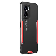 Funda Lujo Marco de Aluminio y Silicona Carcasa Bumper para Oppo A77 5G Rojo