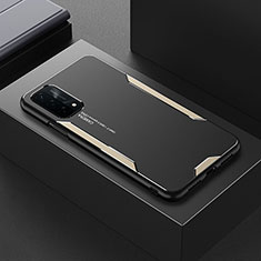 Funda Lujo Marco de Aluminio y Silicona Carcasa Bumper para Oppo A93 5G Oro