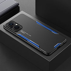 Funda Lujo Marco de Aluminio y Silicona Carcasa Bumper para Oppo A96 5G Azul