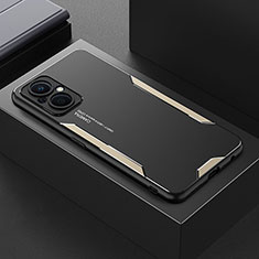 Funda Lujo Marco de Aluminio y Silicona Carcasa Bumper para Oppo A96 5G Oro