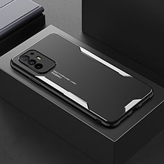 Funda Lujo Marco de Aluminio y Silicona Carcasa Bumper para Oppo Reno5 Z 5G Plata