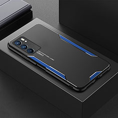 Funda Lujo Marco de Aluminio y Silicona Carcasa Bumper para Oppo Reno6 5G Azul