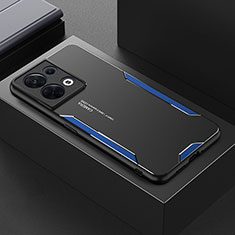 Funda Lujo Marco de Aluminio y Silicona Carcasa Bumper para Oppo Reno8 5G Azul