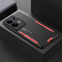 Funda Lujo Marco de Aluminio y Silicona Carcasa Bumper para Oppo Reno8 Pro+ Plus 5G Rojo