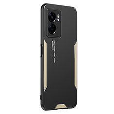 Funda Lujo Marco de Aluminio y Silicona Carcasa Bumper para Realme V23 5G Oro