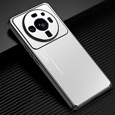 Funda Lujo Marco de Aluminio y Silicona Carcasa Bumper para Xiaomi Mi 12S Ultra 5G Plata