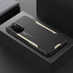 Funda Lujo Marco de Aluminio y Silicona Carcasa Bumper para Xiaomi Poco F3 5G Oro
