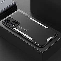 Funda Lujo Marco de Aluminio y Silicona Carcasa Bumper para Xiaomi Poco X4 NFC Plata