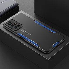 Funda Lujo Marco de Aluminio y Silicona Carcasa Bumper para Xiaomi Redmi 10 4G Azul