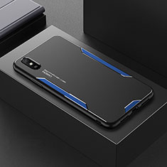 Funda Lujo Marco de Aluminio y Silicona Carcasa Bumper para Xiaomi Redmi 9A Azul