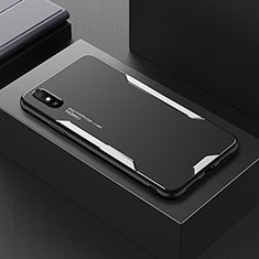 Funda Lujo Marco de Aluminio y Silicona Carcasa Bumper para Xiaomi Redmi 9i Plata