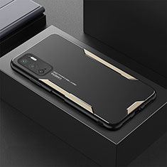 Funda Lujo Marco de Aluminio y Silicona Carcasa Bumper para Xiaomi Redmi Note 11 SE 5G Oro