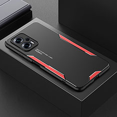Funda Lujo Marco de Aluminio y Silicona Carcasa Bumper para Xiaomi Redmi Note 11T Pro+ Plus 5G Rojo