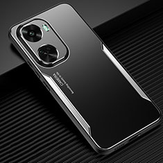 Funda Lujo Marco de Aluminio y Silicona Carcasa Bumper PB1 para Huawei Nova 11 SE Plata