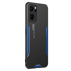 Funda Lujo Marco de Aluminio y Silicona Carcasa Bumper PB1 para OnePlus Nord CE 2 5G Azul