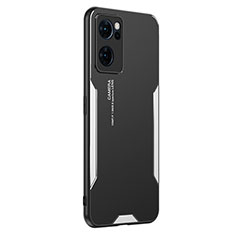 Funda Lujo Marco de Aluminio y Silicona Carcasa Bumper PB1 para OnePlus Nord CE 2 5G Plata