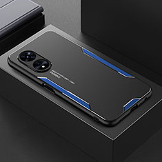 Funda Lujo Marco de Aluminio y Silicona Carcasa Bumper PB1 para Oppo A18 Azul