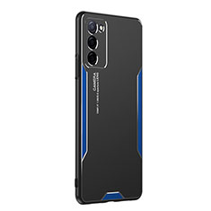 Funda Lujo Marco de Aluminio y Silicona Carcasa Bumper PB1 para Oppo A53s 5G Azul