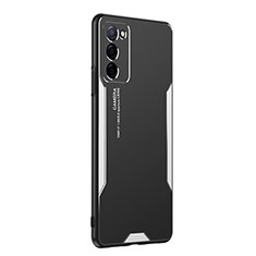 Funda Lujo Marco de Aluminio y Silicona Carcasa Bumper PB1 para Oppo A53s 5G Plata