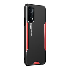 Funda Lujo Marco de Aluminio y Silicona Carcasa Bumper PB1 para Oppo A54 5G Rojo