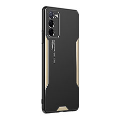 Funda Lujo Marco de Aluminio y Silicona Carcasa Bumper PB1 para Oppo A56 5G Oro