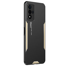 Funda Lujo Marco de Aluminio y Silicona Carcasa Bumper PB1 para Oppo A93s 5G Oro