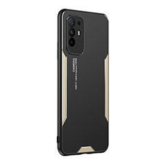 Funda Lujo Marco de Aluminio y Silicona Carcasa Bumper PB1 para Oppo A94 5G Oro