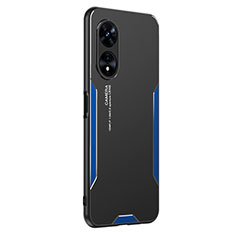 Funda Lujo Marco de Aluminio y Silicona Carcasa Bumper PB1 para Oppo A97 5G Azul