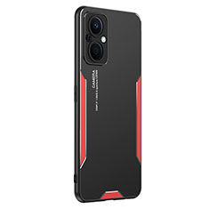 Funda Lujo Marco de Aluminio y Silicona Carcasa Bumper PB1 para Oppo F21 Pro 5G Rojo