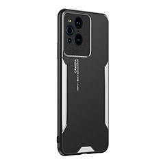 Funda Lujo Marco de Aluminio y Silicona Carcasa Bumper PB1 para Oppo Find X3 Pro 5G Plata