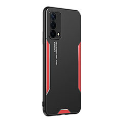 Funda Lujo Marco de Aluminio y Silicona Carcasa Bumper PB1 para Oppo K9 5G Rojo