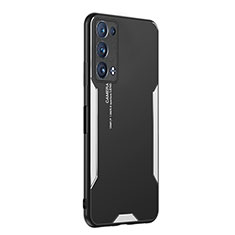 Funda Lujo Marco de Aluminio y Silicona Carcasa Bumper PB1 para Oppo Reno6 Pro 5G Plata