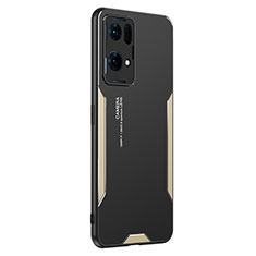 Funda Lujo Marco de Aluminio y Silicona Carcasa Bumper PB1 para Oppo Reno7 Pro 5G Oro