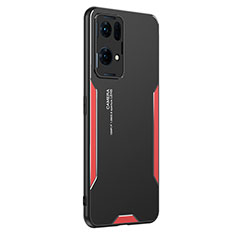 Funda Lujo Marco de Aluminio y Silicona Carcasa Bumper PB1 para Oppo Reno7 Pro 5G Rojo