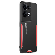 Funda Lujo Marco de Aluminio y Silicona Carcasa Bumper PB1 para Oppo Reno8 Pro+ Plus 5G Rojo