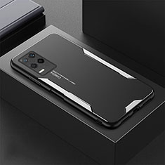 Funda Lujo Marco de Aluminio y Silicona Carcasa Bumper PB1 para Realme 9 5G India Plata