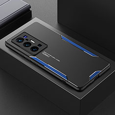 Funda Lujo Marco de Aluminio y Silicona Carcasa Bumper PB1 para Vivo X70 Pro+ Plus 5G Azul