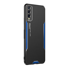 Funda Lujo Marco de Aluminio y Silicona Carcasa Bumper PB1 para Vivo Y11s Azul