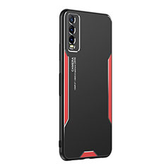 Funda Lujo Marco de Aluminio y Silicona Carcasa Bumper PB1 para Vivo Y12A Rojo