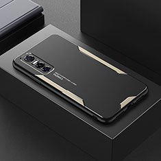 Funda Lujo Marco de Aluminio y Silicona Carcasa Bumper PB1 para Vivo Y73s 5G Oro