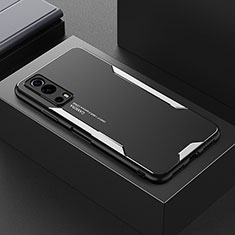 Funda Lujo Marco de Aluminio y Silicona Carcasa Bumper PB1 para Vivo Y75s 5G Plata