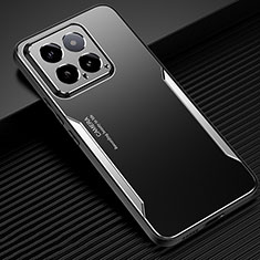 Funda Lujo Marco de Aluminio y Silicona Carcasa Bumper PB1 para Xiaomi Mi 14 5G Plata