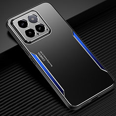 Funda Lujo Marco de Aluminio y Silicona Carcasa Bumper PB1 para Xiaomi Mi 14 Pro 5G Azul