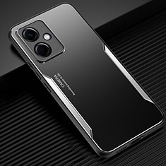 Funda Lujo Marco de Aluminio y Silicona Carcasa Bumper PB1 para Xiaomi Redmi Note 12R Pro 5G Plata