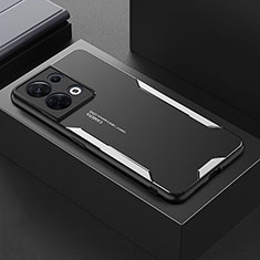 Funda Lujo Marco de Aluminio y Silicona Carcasa Bumper PB1 para Xiaomi Redmi Note 13 Pro 5G Plata