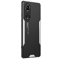 Funda Lujo Marco de Aluminio y Silicona Carcasa Bumper PB2 para Huawei Honor 50 Pro 5G Plata