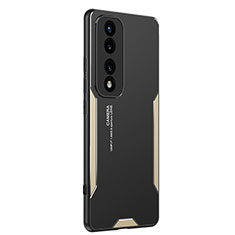 Funda Lujo Marco de Aluminio y Silicona Carcasa Bumper PB2 para Huawei Honor 70 Pro 5G Oro