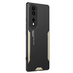 Funda Lujo Marco de Aluminio y Silicona Carcasa Bumper PB2 para Huawei Honor 80 Pro 5G Oro